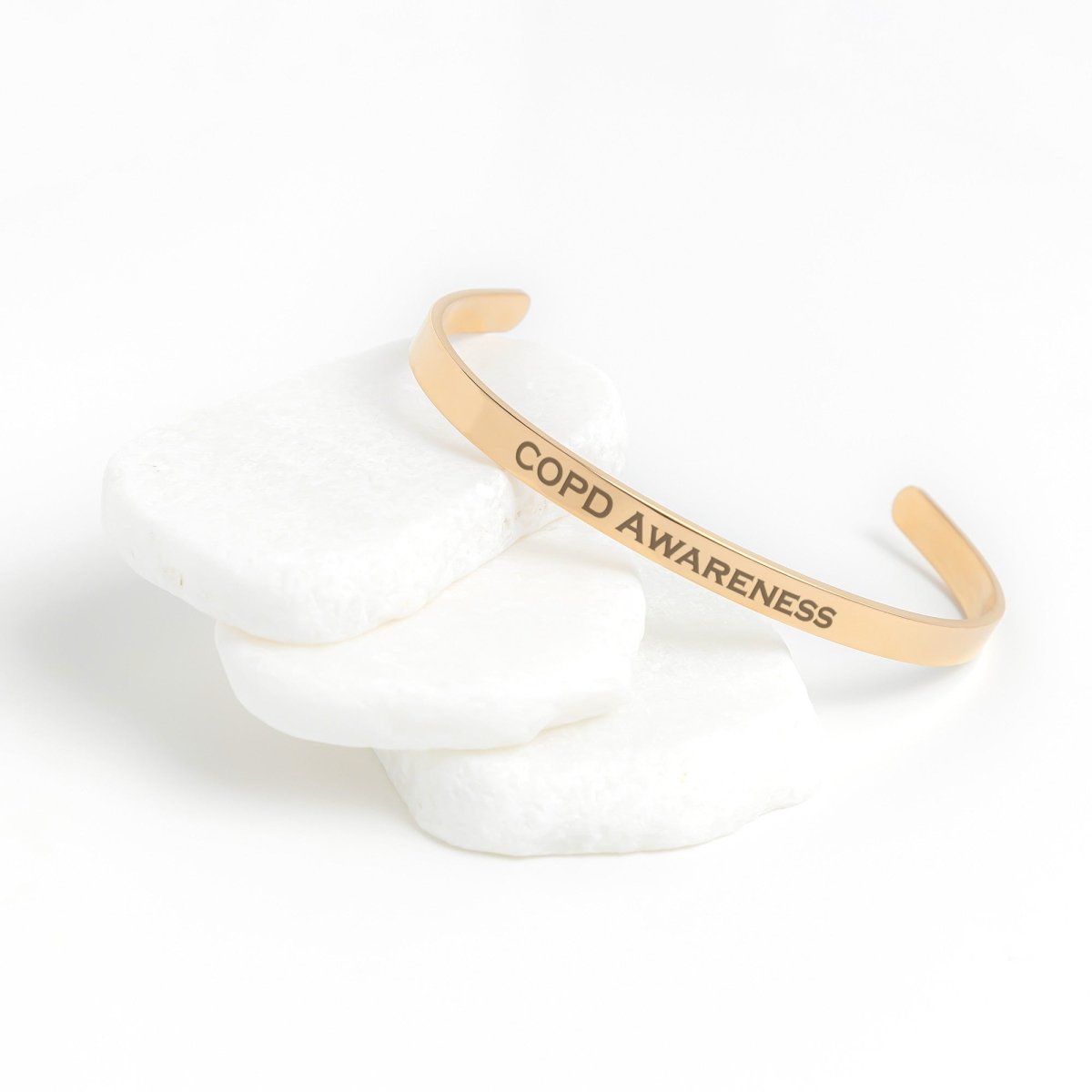 Personalized COPD Awareness Cuff Bracelet - BluSparkle