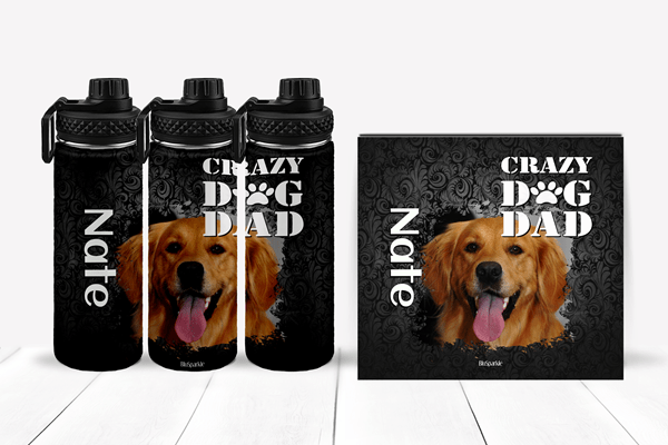 Personalized Crazy Dog Dad Tumblers and Water Bottles - BluSparkle