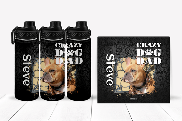 Personalized Crazy Dog Dad Tumblers and Water Bottles - BluSparkle