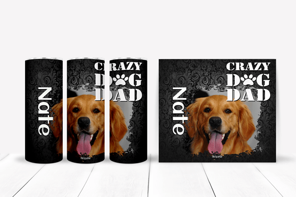 Personalized Crazy Dog Dad Tumblers and Water Bottles - BluSparkle