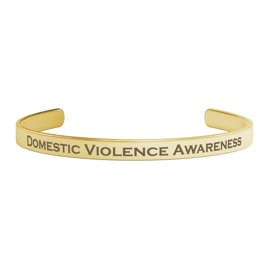 Personalized Domestic Violence Awareness Cuff Bracelet - BluSparkle