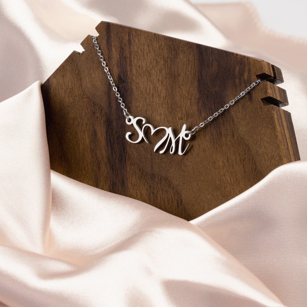 Personalized Double Initial Heart Necklace - BluSparkle