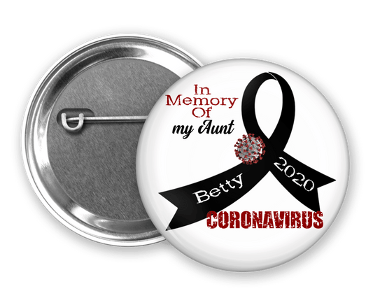 Personalized "In Memory Of" Coronavirus Pinback Buttons - BluSparkle