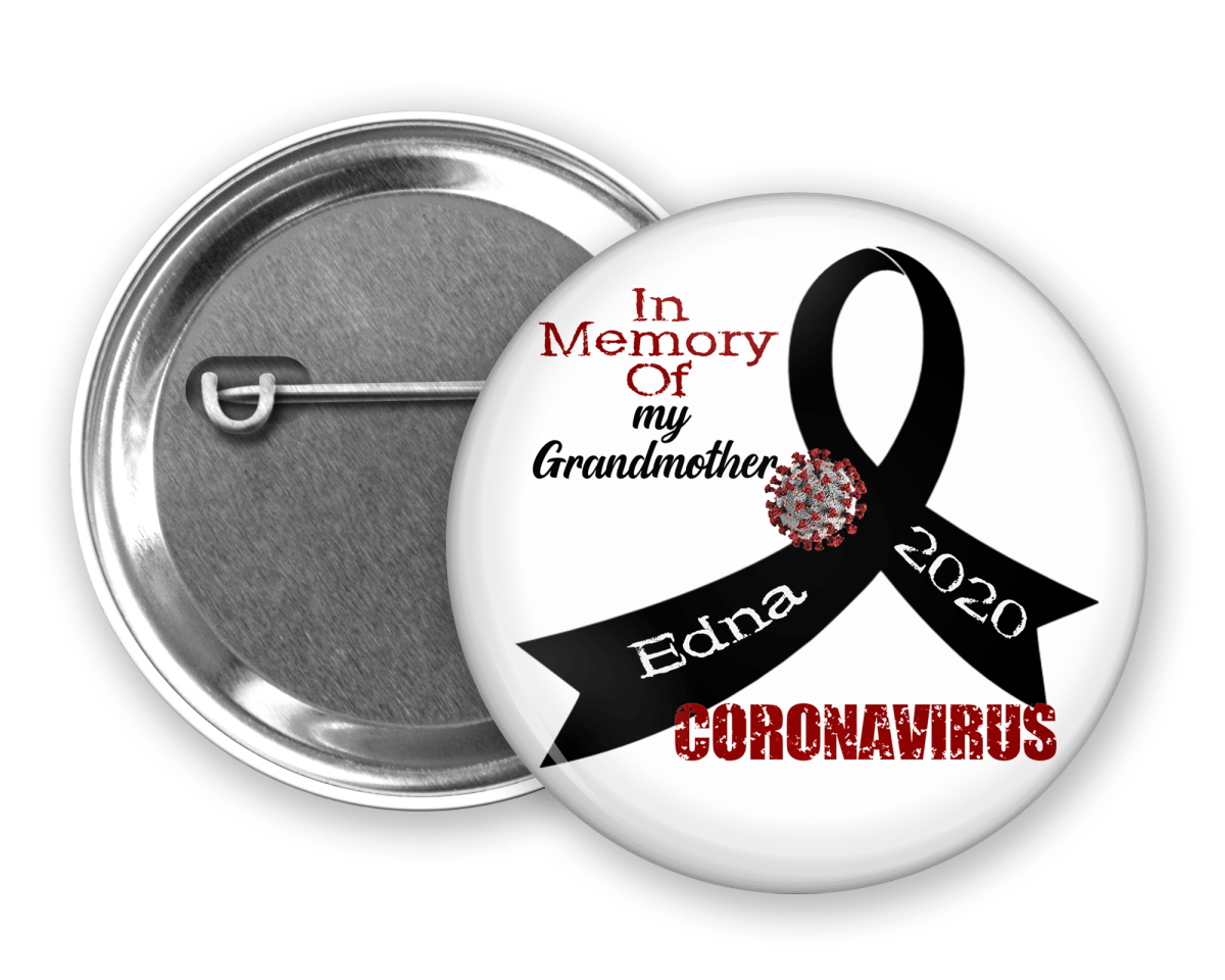 Personalized "In Memory Of" Coronavirus Pinback Buttons - BluSparkle