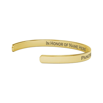 Personalized Pancreatic Cancer Awareness Cuff Bracelet - BluSparkle