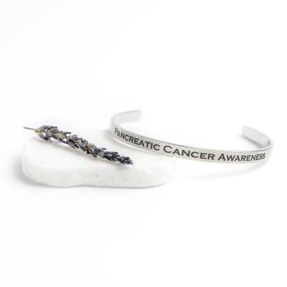 Personalized Pancreatic Cancer Awareness Cuff Bracelet - BluSparkle