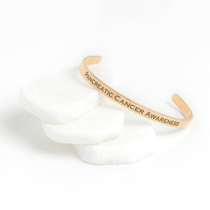 Personalized Pancreatic Cancer Awareness Cuff Bracelet - BluSparkle