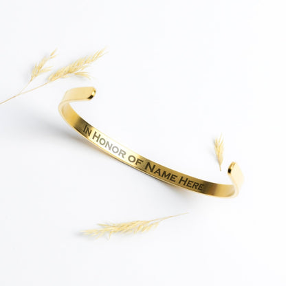 Personalized Pancreatic Cancer Awareness Cuff Bracelet - BluSparkle