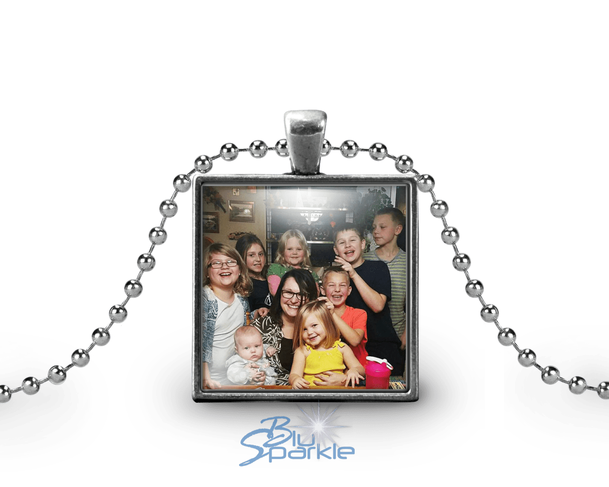 Personalized Photo Square Pendants - BluSparkle