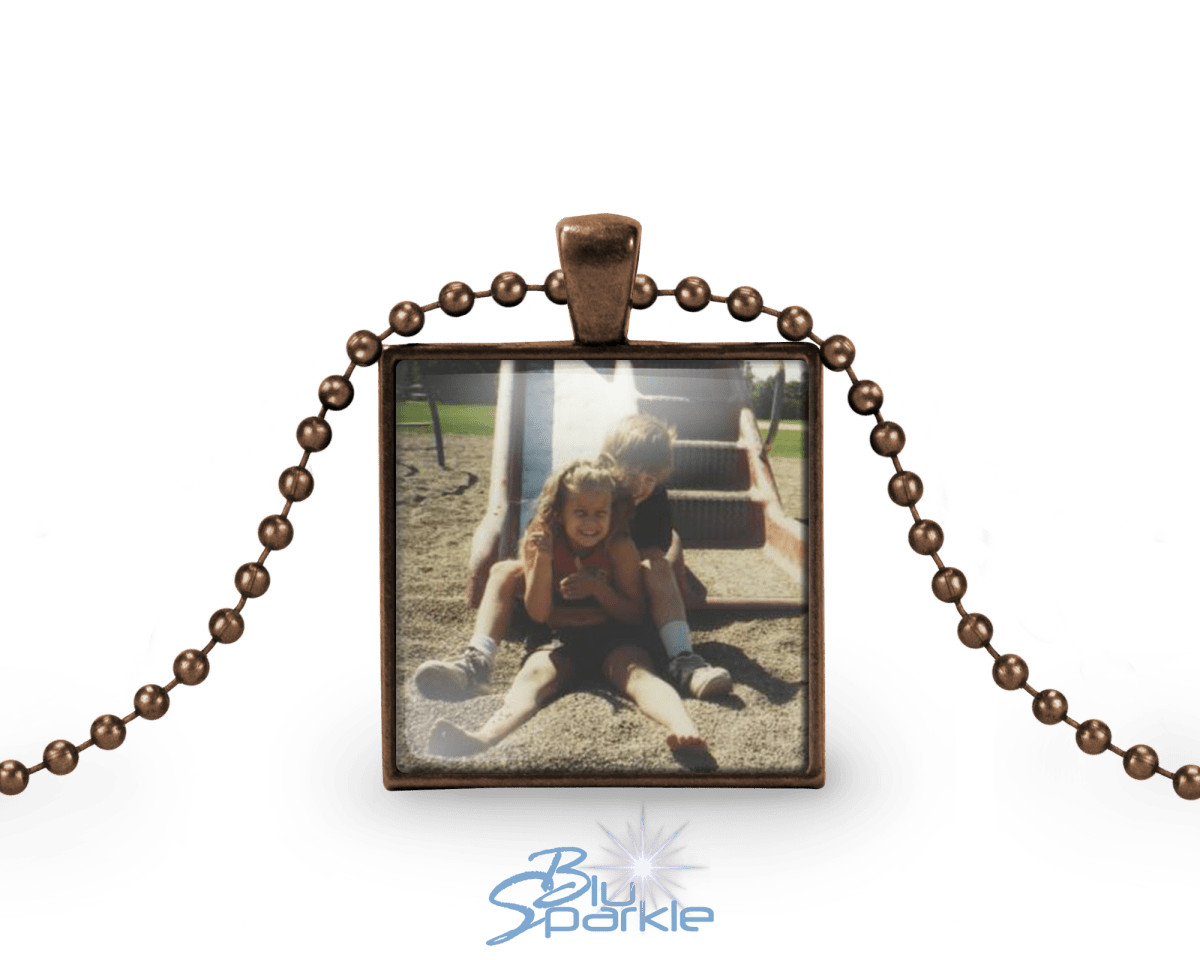 Personalized Photo Square Pendants - BluSparkle