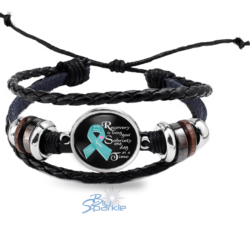 Personalized "Recovery is Living Your Sobriety One Day at a Time" Bracelets - BluSparkle