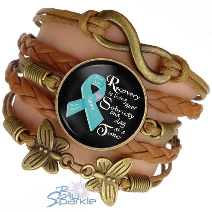 Personalized "Recovery is Living Your Sobriety One Day at a Time" Bracelets - BluSparkle