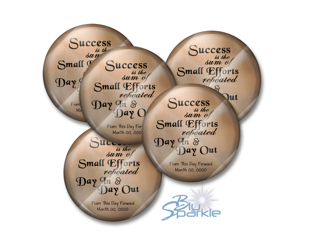 Personalized "Success is the Sum of Small Efforts Repeated Day In & Day Out" Pinback Buttons - BluSparkle