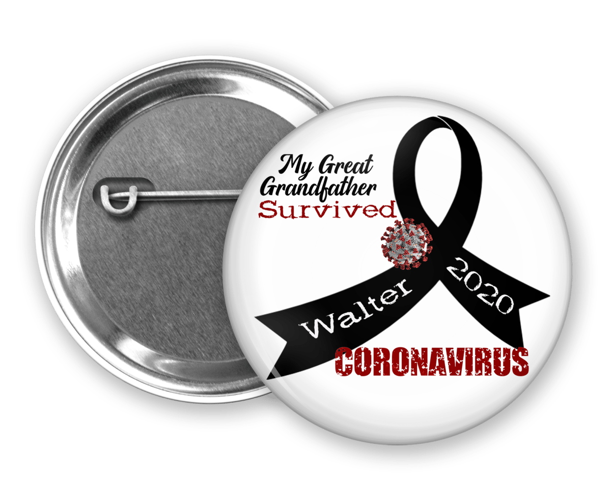 Personalized Survived Coronavirus Pinback Buttons - BluSparkle