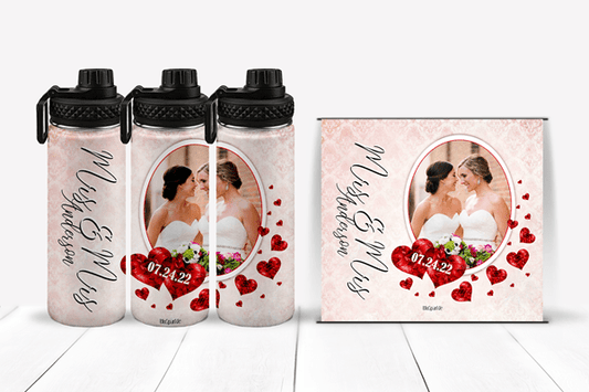 Personalized Wedded Bliss Tumblers and Water Bottles - BluSparkle