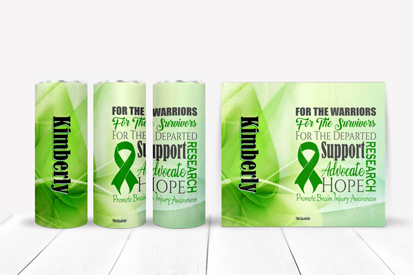 Promote Brain Injury Awareness Tumblers and Water Bottles - BluSparkle