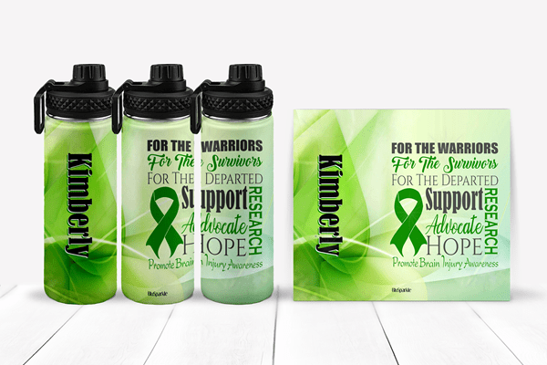 Promote Brain Injury Awareness Tumblers and Water Bottles - BluSparkle