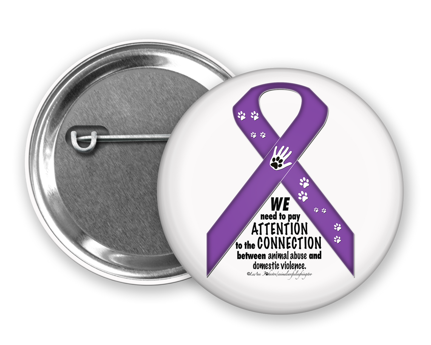 Animal Advocacy Purple Ribbon Pinback Button