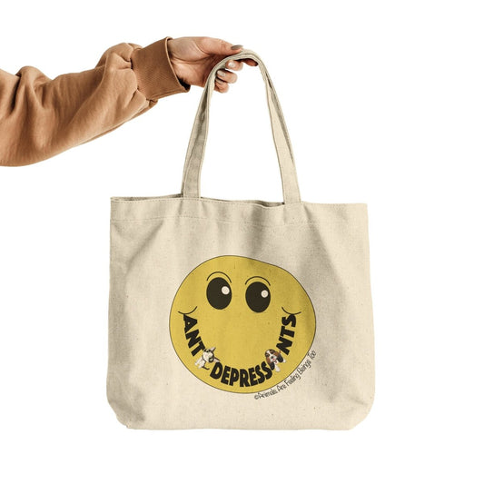 Smiley Face Rounded Canvas Tote Bag - BluSparkle