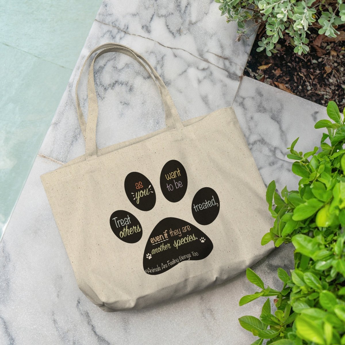 Special Paw Print Rounded Canvas Tote Bag - BluSparkle