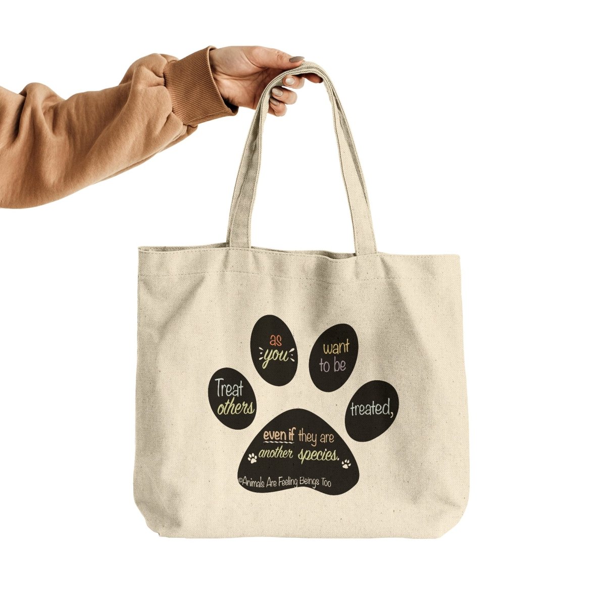 Special Paw Print Rounded Canvas Tote Bag - BluSparkle