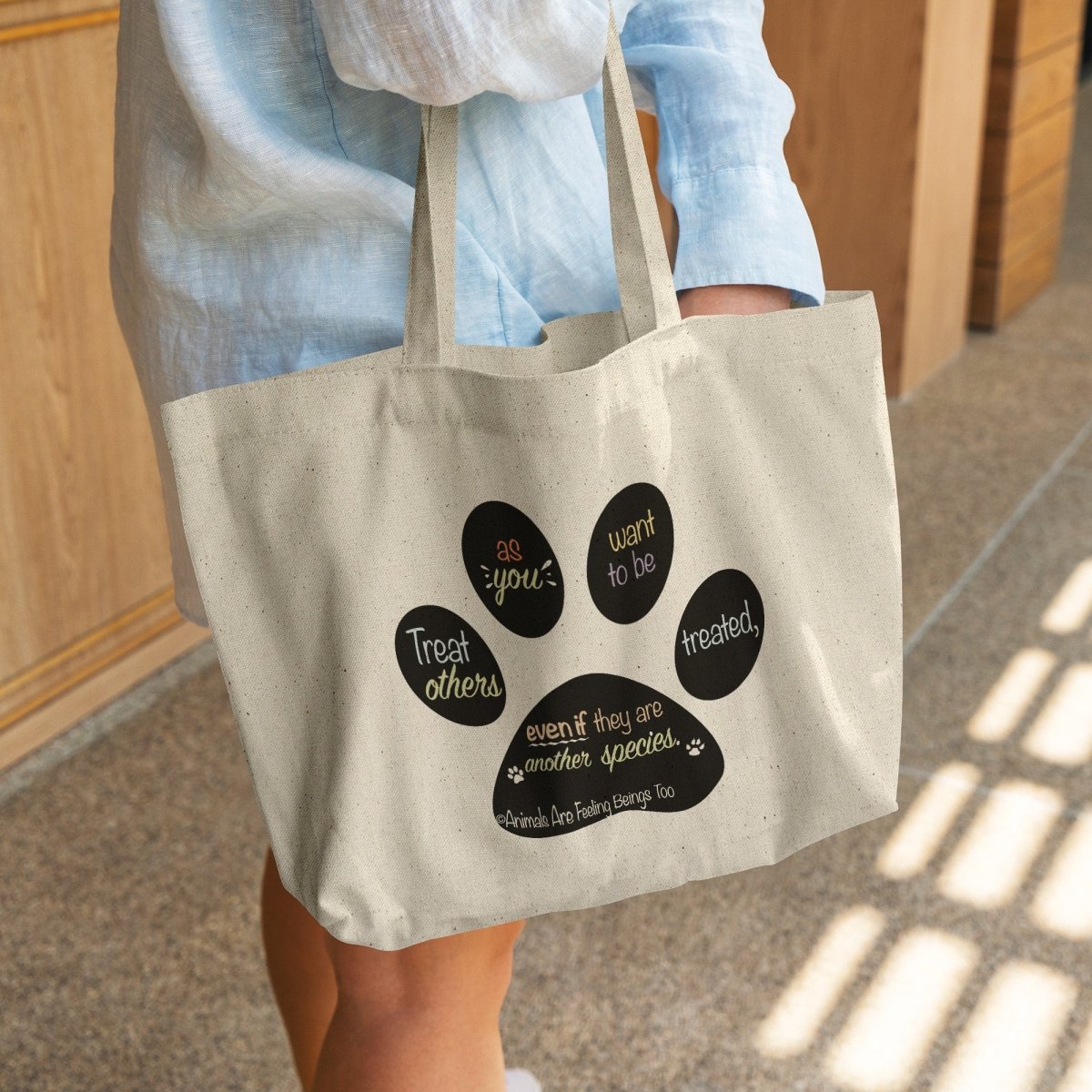 Special Paw Print Rounded Canvas Tote Bag - BluSparkle