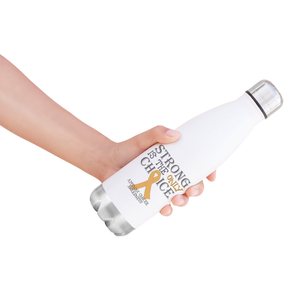 Strong is the Only Choice - Appendix Cancer Awareness 20oz Insulated Water Bottle - BluSparkle