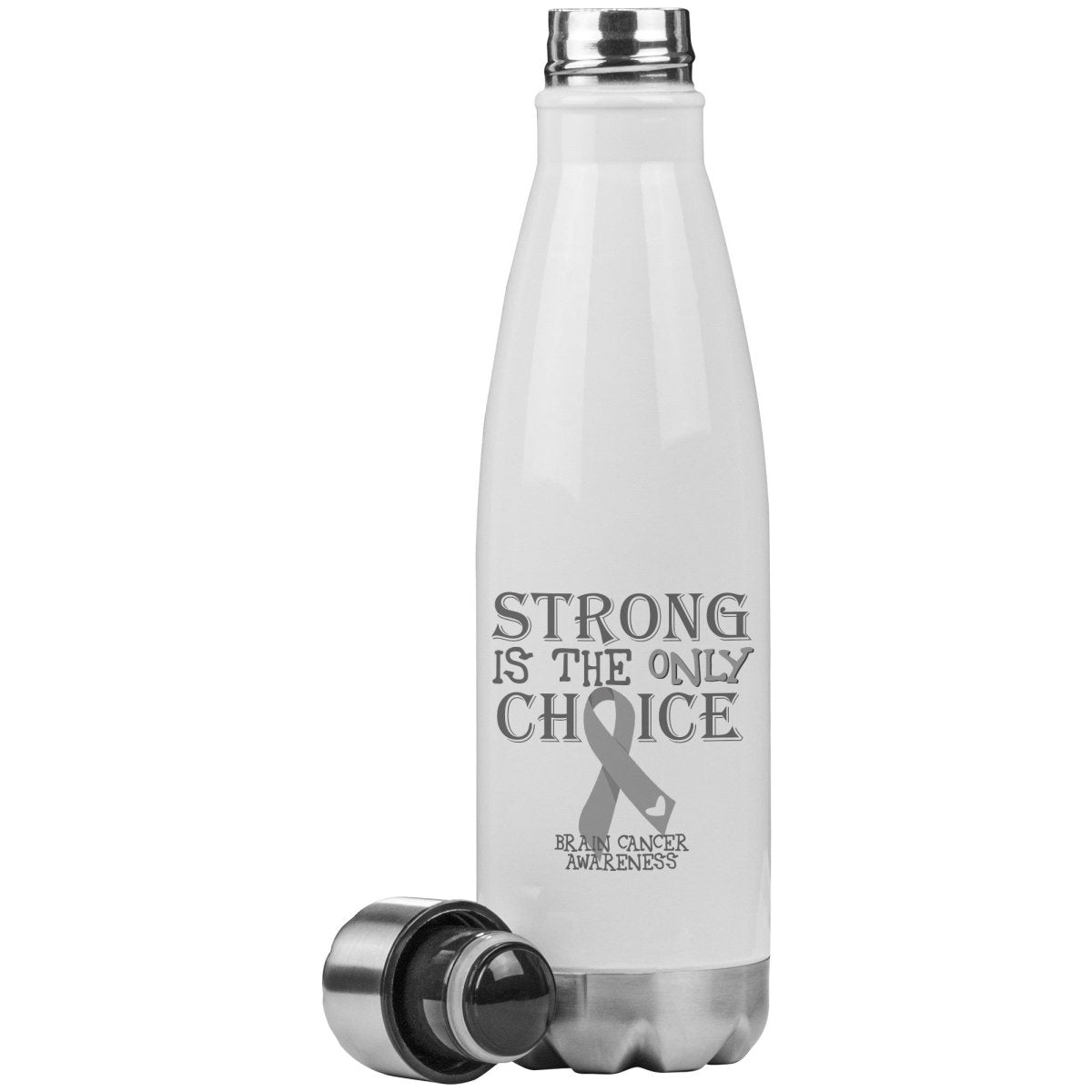 Strong is the Only Choice - Brain Cancer Awareness 20oz Insulated Water Bottle - BluSparkle