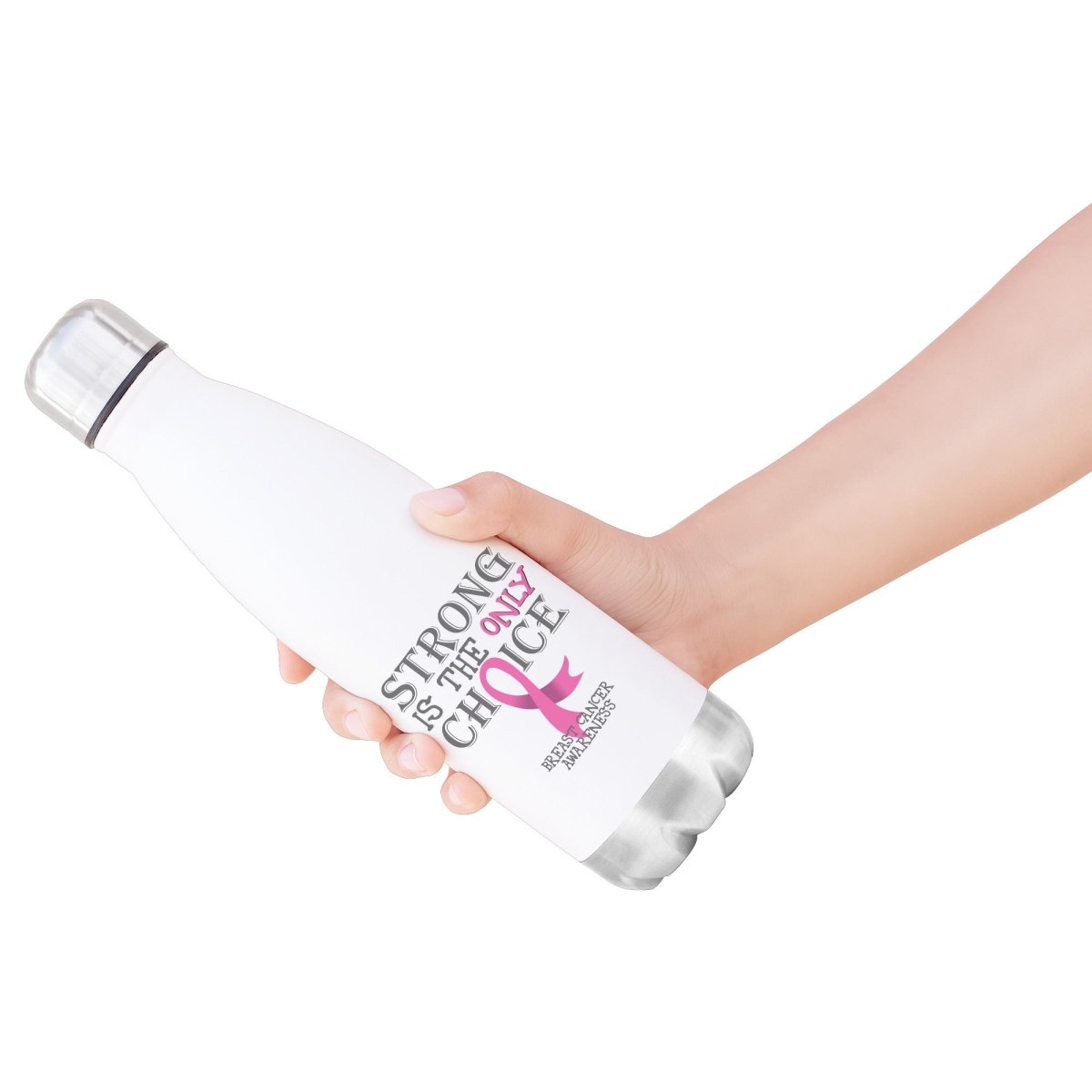 Strong is the Only Choice - Breast Cancer Awareness 20oz Insulated Water Bottle |x| - BluSparkle