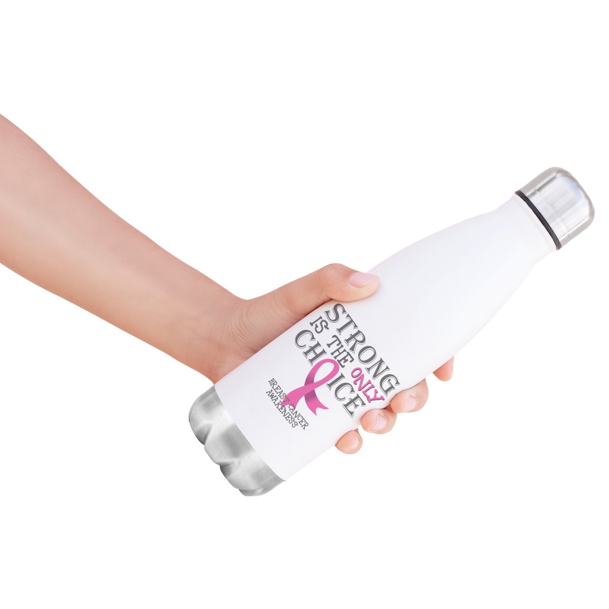 Strong is the Only Choice - Breast Cancer Awareness 20oz Insulated Water Bottle |x| - BluSparkle