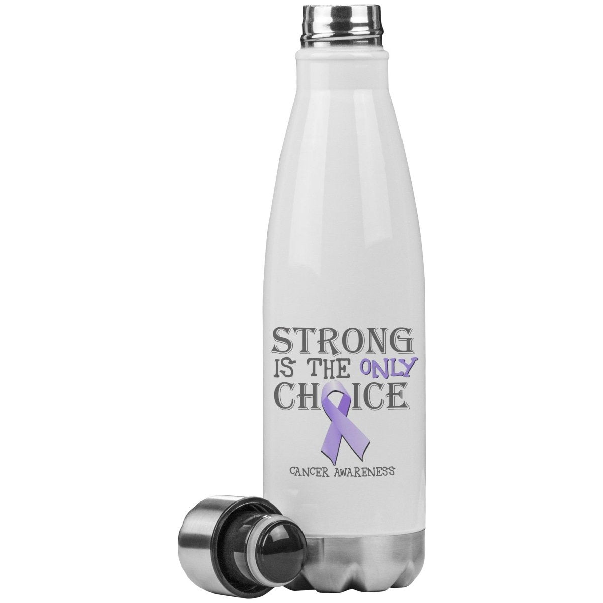 Strong is the Only Choice - Cancer Awareness 20oz Insulated Water Bottle - BluSparkle