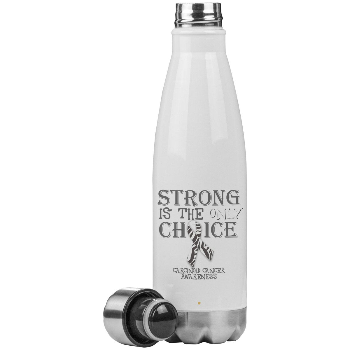 Strong is the Only Choice - Carcinoid Cancer Awareness 20oz Insulated Water Bottle - BluSparkle