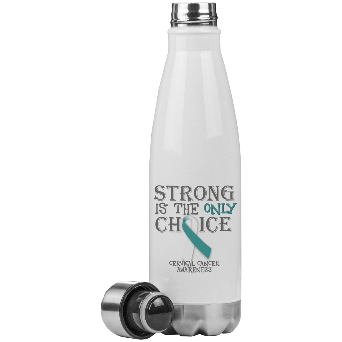 Strong is the Only Choice - Cervical Cancer Awareness 20oz Insulated Water Bottle - BluSparkle