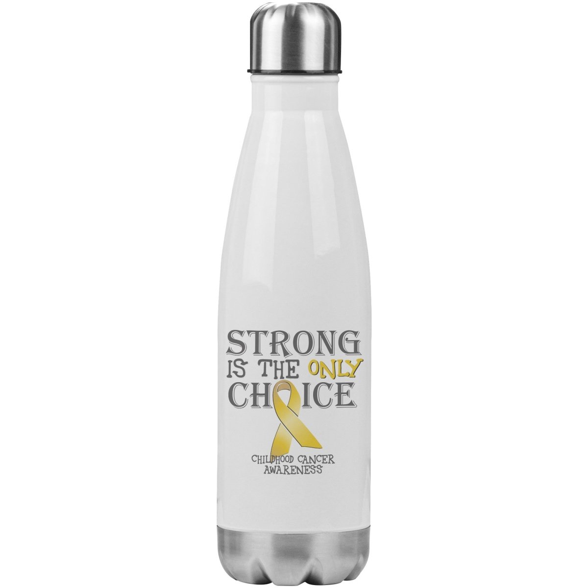 Strong is the Only Choice - Childhood Cancer Awareness 20oz Insulated Water Bottle - BluSparkle