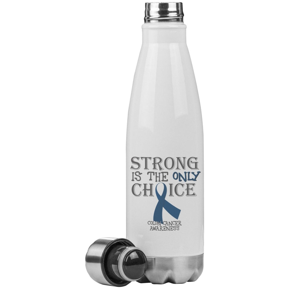 Strong is the Only Choice - Colon Cancer Awareness 20oz Insulated Water Bottle |x| - BluSparkle