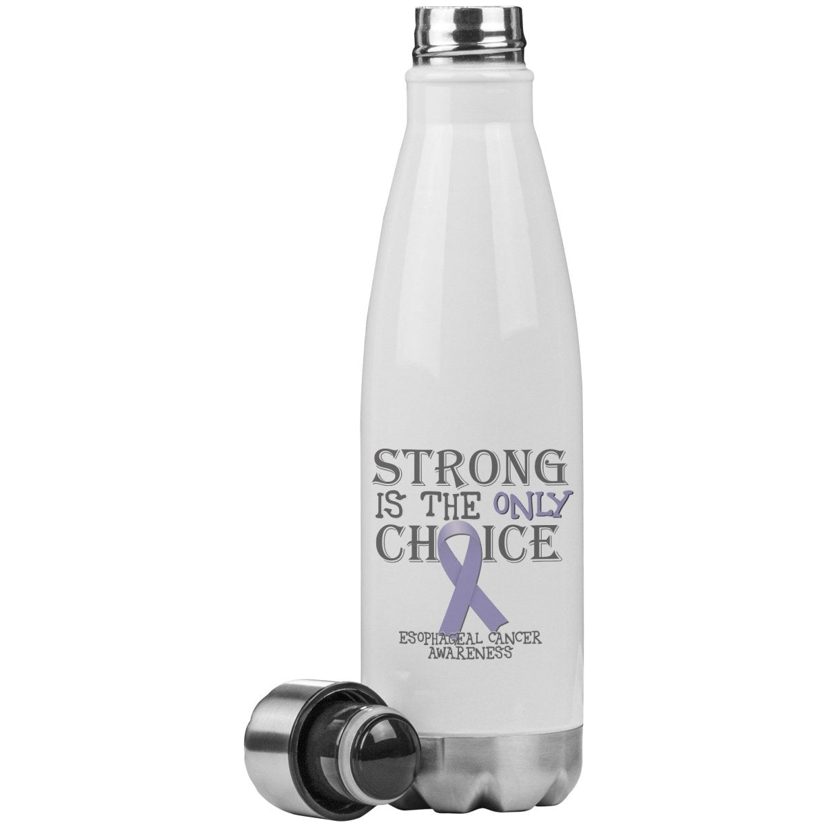 Strong is the Only Choice - Esophageal Cancer Awareness 20oz Insulated Water Bottle - BluSparkle