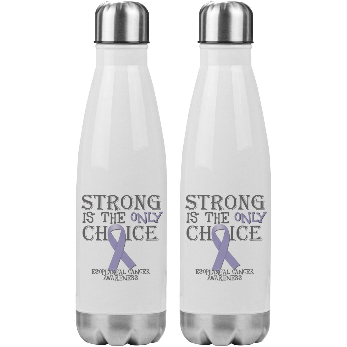 Strong is the Only Choice - Esophageal Cancer Awareness 20oz Insulated Water Bottle |x| - BluSparkle