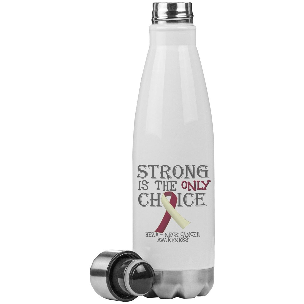 Strong is the Only Choice - Head and Neck Cancer Awareness 20oz Insulated Water Bottle - BluSparkle