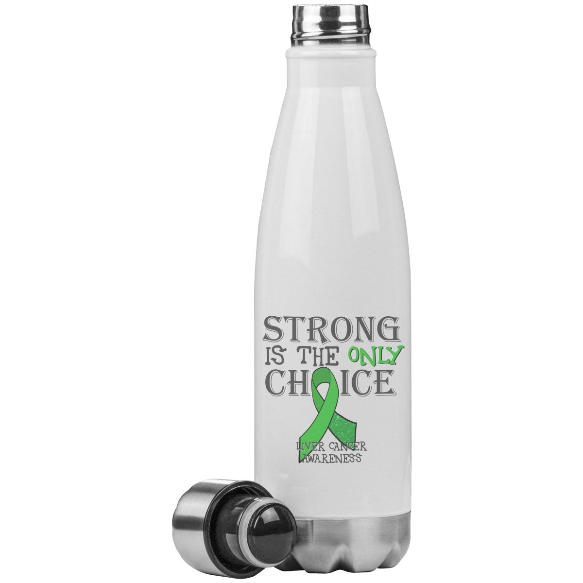 Strong is the Only Choice - Liver Cancer Awareness 20oz Insulated Water Bottle - BluSparkle