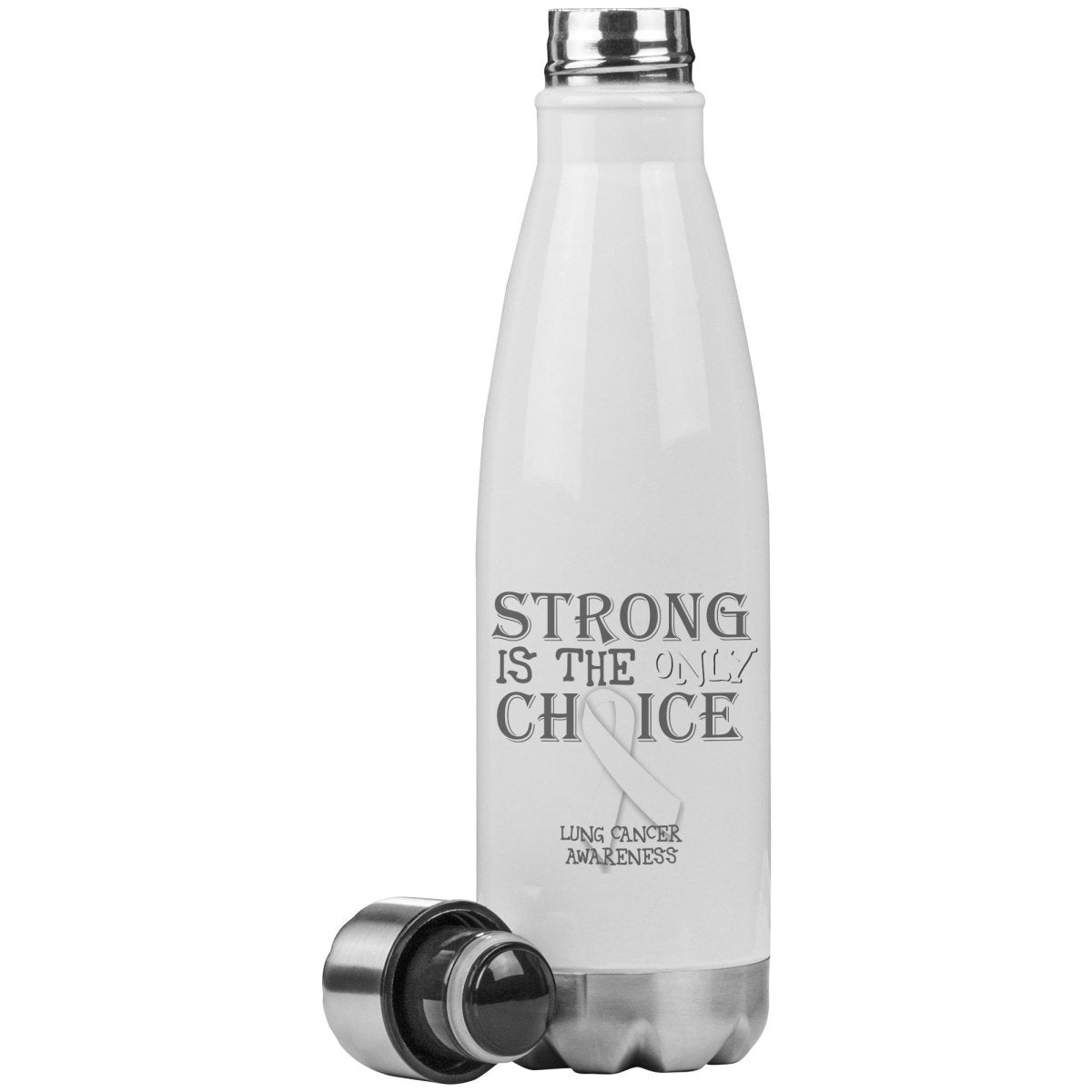 Strong is the Only Choice - Lung Cancer 20oz Insulated Water Bottle - BluSparkle