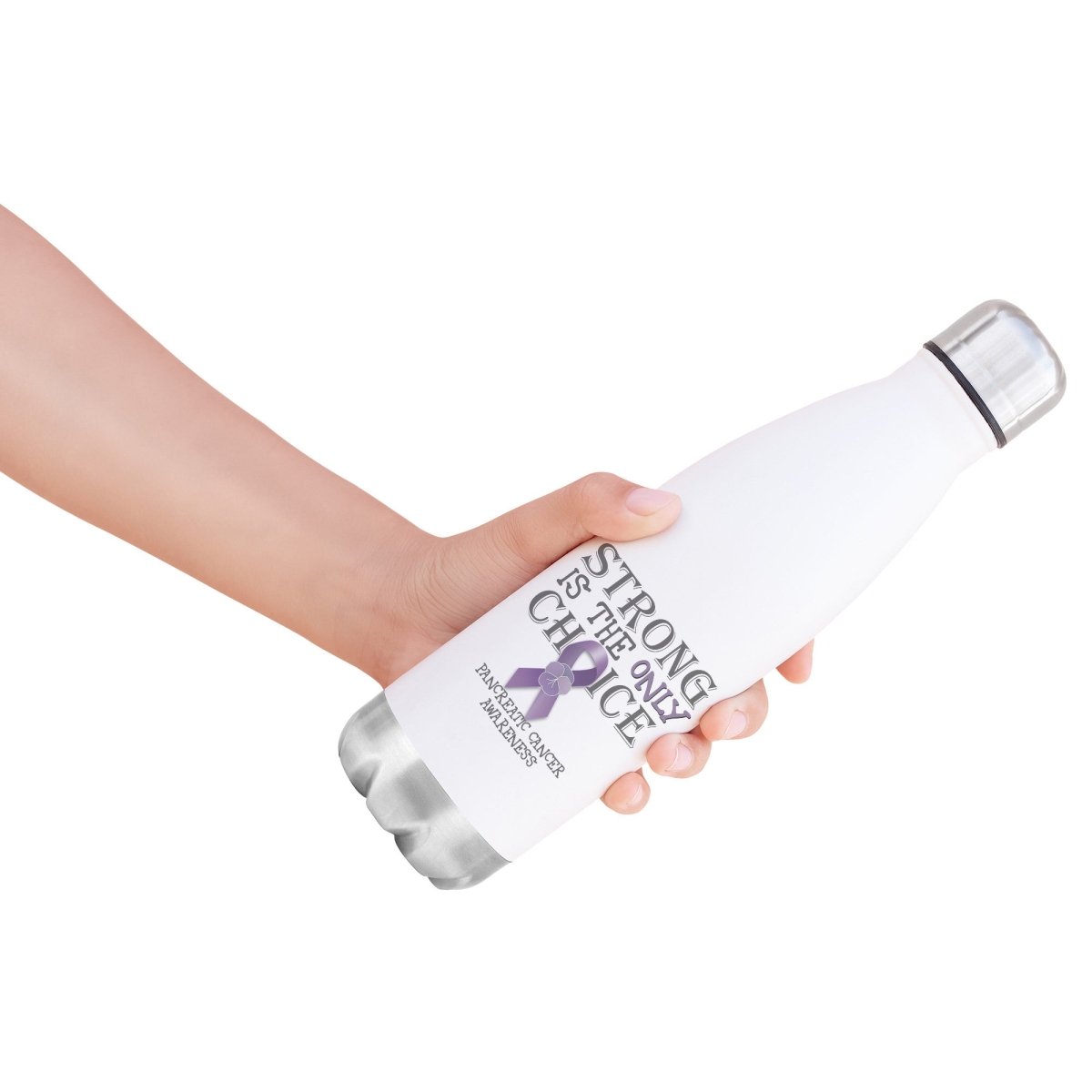 Strong is the Only Choice - Pancreatic Cancer Awareness 20oz Insulated Water Bottle - BluSparkle