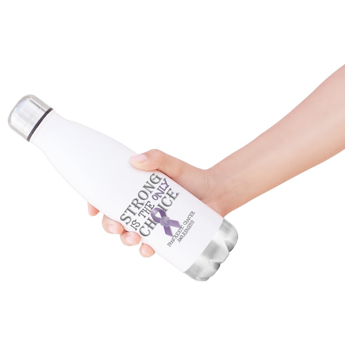 Strong is the Only Choice - Pancreatic Cancer Awareness 20oz Insulated Water Bottle - BluSparkle