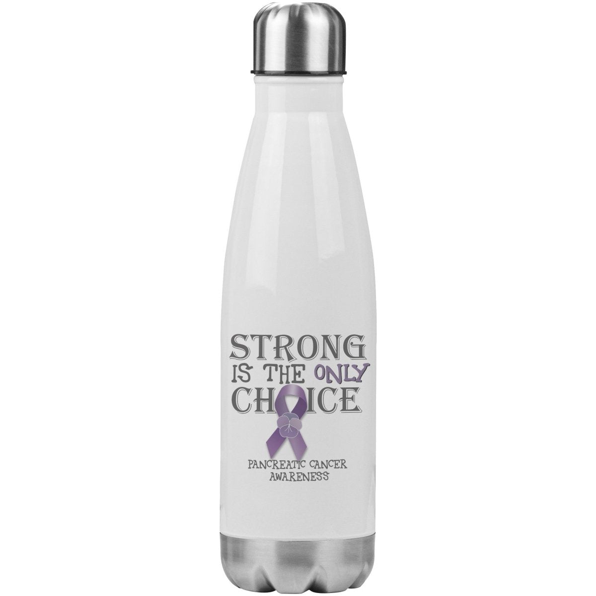 Strong is the Only Choice - Pancreatic Cancer Awareness 20oz Insulated Water Bottle - BluSparkle