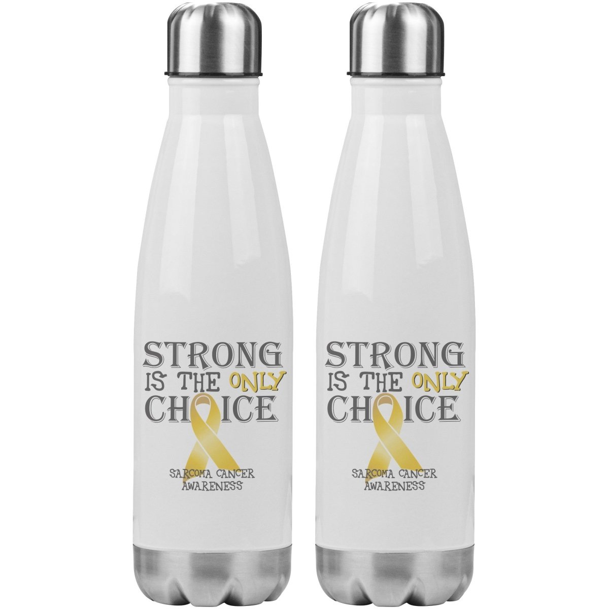 Strong is the Only Choice - Sarcoma Cancer Awareness 20oz Insulated Water Bottle - BluSparkle