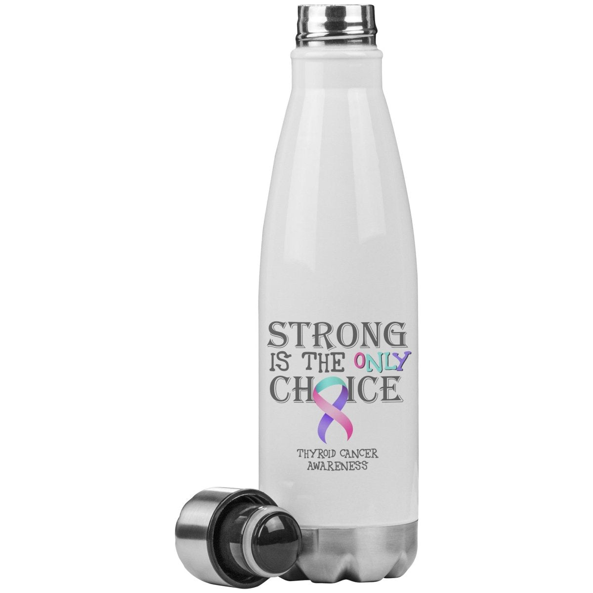 Strong is the Only Choice - Thyroid Cancer Awareness 20oz Insulated Water Bottle - BluSparkle