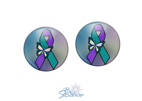 Suicide Awareness Butterfly Ribbon - Earrings - BluSparkle