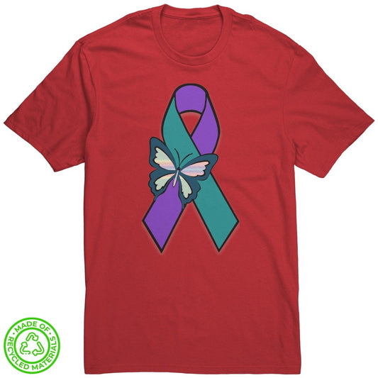 Suicide Awareness Butterfly Ribbon Recycled Fabric T-Shirt - BluSparkle