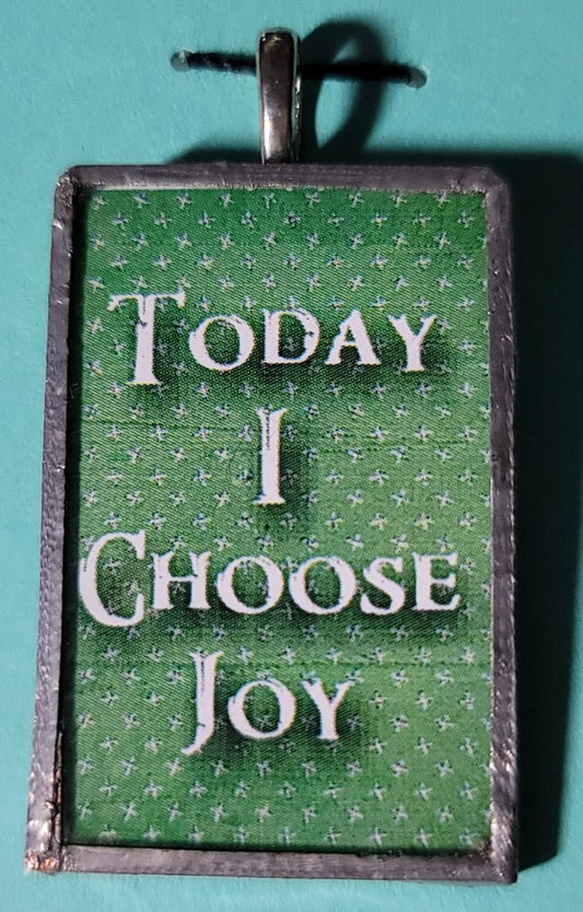 Today I Choose Joy Handmade Stained - Glass Pendant - BluSparkle