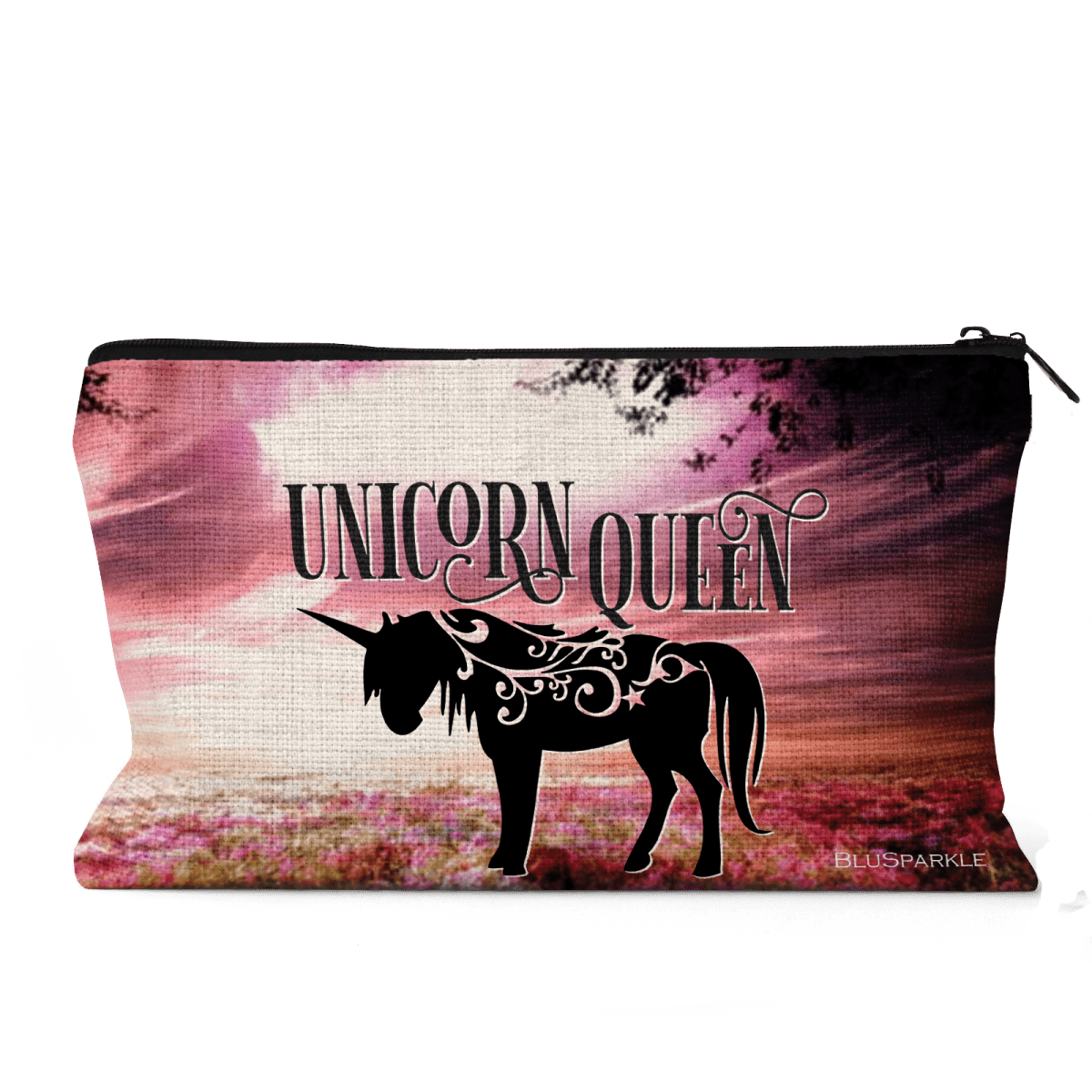 Unicorn Queen Canvas Pouch with Strap - BluSparkle