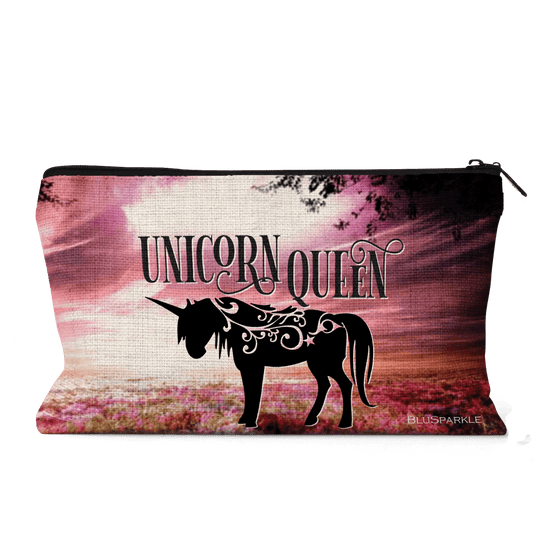 Unicorn Queen Canvas Pouch with Strap - BluSparkle